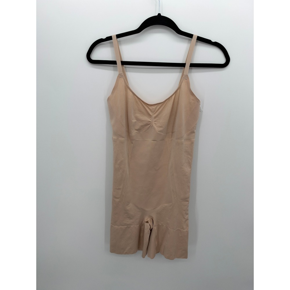 Spanx Higher Power Mid-Thigh Bodysuit Nude Beige XL SS1715 Shapewear